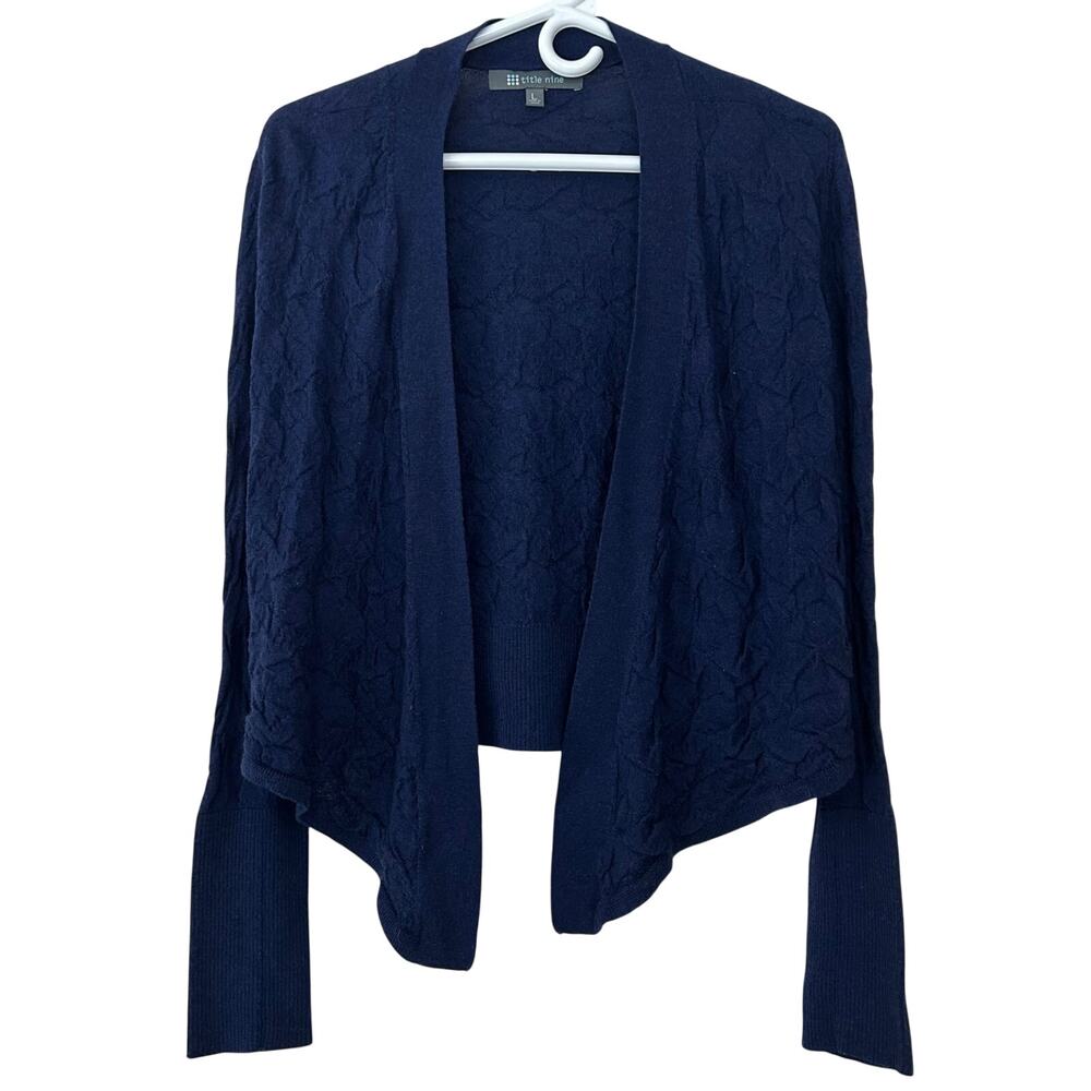Title Nine Navy Blue Open Front washable l Wool Cardigan Sweater navy blue S